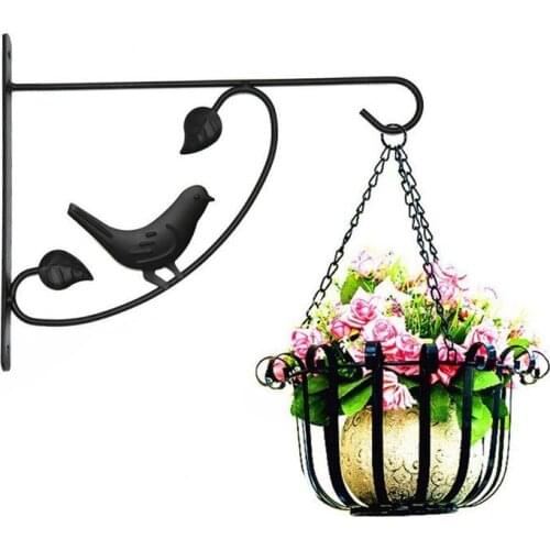 Wrought Iron Garden Hook Flower Pots Diaopen Basket Wall Hanger Bracket With Expansion Screw