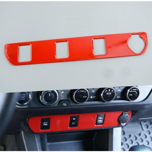 Car Red Cigarette Lighter Switch Button Cover Trim Frame Decor Fit for Toyota Tacoma 2016 2017 2018 2019 2020 Left Hand Drive