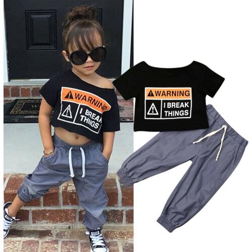 Citgeett Summer Toddler Baby Girl Kid Off Shoulder Crop Top Long Pants Outfits Clothes Summer Set