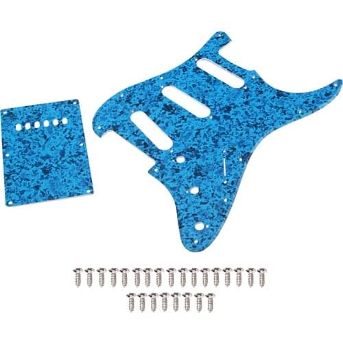 MagiDeal 11 Holes Electric Guitar Pickguard SSS Back Plate, Blue Snowflake
