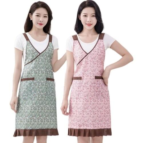 Korean fashion small fresh apron home kitchen summer thin 2021 new extended breathable womens shoulder belt apron