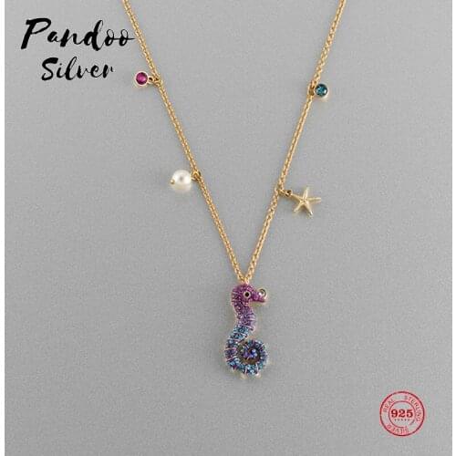 PANDOO Fashion Charm Original 1:1 Copy, Stars Hippocampus Fashion Wild Necklace Women Luxury Jewelry Gifts