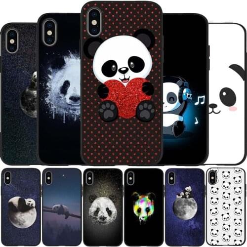 Pandas black Silicone Phone Case For iPhone 12 XR XS Max 5 5S SE 2020 6 6S 7 8 PLUS X 11Pro Max 11 Cover
