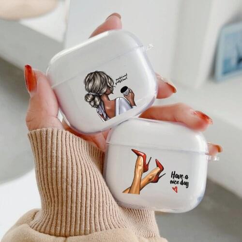 Transparent Soft Case For AirPods 2 1 TPU Wireless Bluetooth Earphone Box Cover For Airpods Pro 3 Pod Bag Map Girl Women