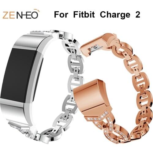 Luxury Womens bracelet watchband For Fitbit Charge 2 watch strap with Rhinestone for Fitbit Charge 2 wristband watches bands