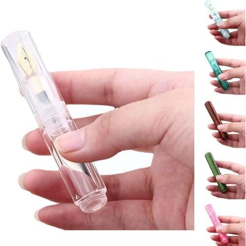 1Pcs Portable Mini Resin Short Fountain Pen 0.5mm Ink Nib Supplies Pens Gift Stationery School Pen Business Office New Writ D4J8