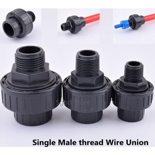2~5Pcs 20-63mm UPVC Pipe Single Male thread Wire Union Direct Aquarium Garden Irrigation Plastic Water Supply Pipe Connector
