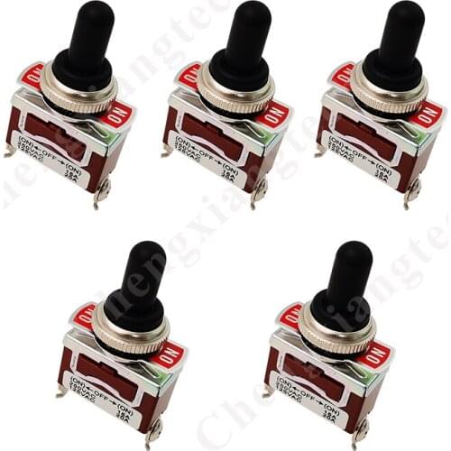 Heavy Duty 3 Pin (ON) OFF(ON) Momentary Rocker Toggle 15A 250V 20A 125V DPDT Shaft Switch Waterproof Boot Cap Cover- 5 pcs/lot