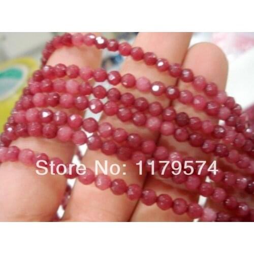 Thermal free deliver goods wholesale and retail Beautiful 4mm Brazil Faceted Red Chalcedony Round Loose Beads 15'' wj498