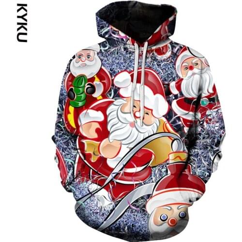 KYKU Christmas gift theme mens hoodie mens 3D printing hooded sweatshirt fashion snowman hooded pullover kids wear