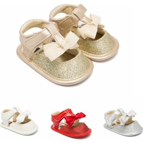 Baby First Walkers Toddler Kids Baby Girls Soft Sole Princess Bow Loving Heart Shoes Bowknot Lace Up Glitter Crib Sole Sandals
