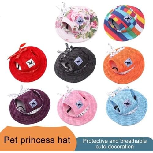 Pet Dog Universal Mesh Cotton Cap Safety Protection Convenient Breathable Outdoor Sun Hat Dress Up Cute Head Wear