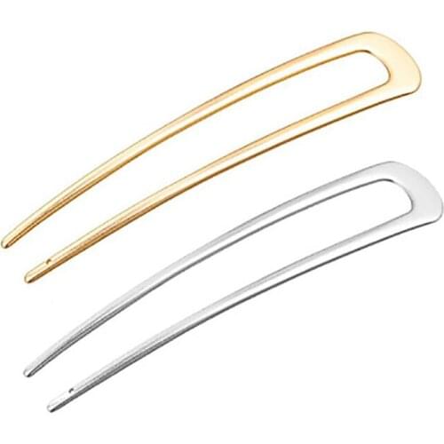 Simple Metal U Shaped Hair Pin Fork Sticks 2 Prong Chignon Pins Hair Clips Vintage Decorative Hair Sticks for Women Girls