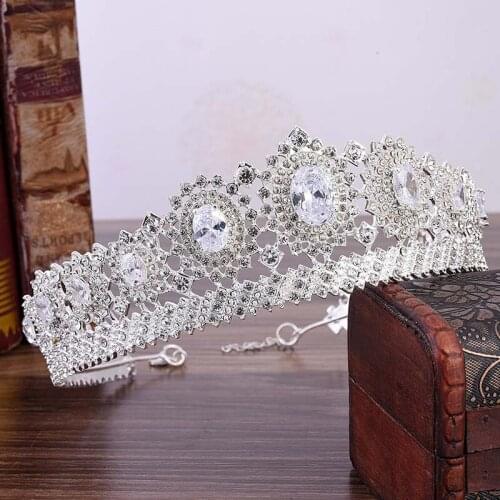 GETNOIVAS Bride Hair Accessory Handmade Zircon Rhinestone Headpeice Women Wedding Crown and Tiaras Silver Color Headband SL