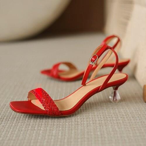 SKLFGXZY Sexy New Summer Style Genuine Leather Women Sandals High Heels Fashion Wedding Party Shoes Cowhide Sandals Pumps