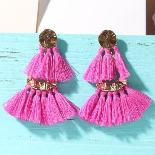 Stitching Long Tassel Earrings for Women Double Fringe Dangle Earring Bohemian Ethnic Halloween Earrings Jewelry Aretes De Mujer
