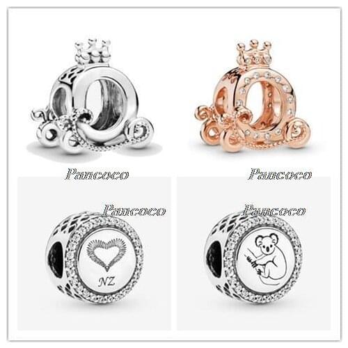 925 Sterling Silver Bead Charm Polished Crown O Carriage Charm Fit Pandora Bracelets & Necklace Women Diy Jewelry