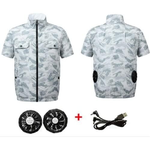 2021 New Men Summer USB Fan Cooling Vest Men Air Conditioning Clothes Short sleeve Jacket Pleasantly Cool Fishing Vests
