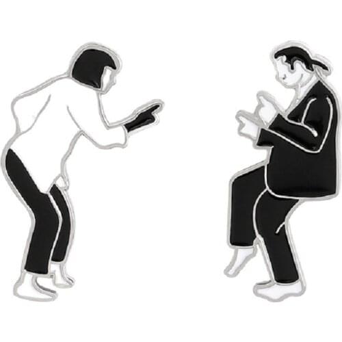 1pcs Classic Funny Movie Pulp Fiction Enamel Pin Set Gothic Figure Lapel Pins Badge Brooches Collar Jewelry Gift For Friends