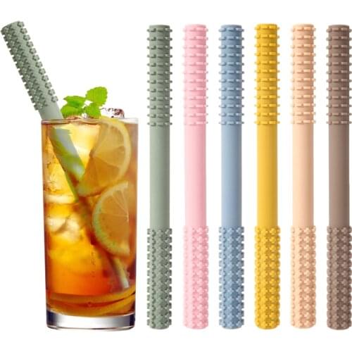 1pc Reusable Silicone Straws Food Grade Silicone Bent Straight Drinking Straws Baby Essentials Newborns Tooth Chew Baby Toy