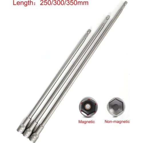 1Pcs 7mm-14mm Lengthen Hex Socket Sleeve Bit Nut Driver for Power Drills Impact Drivers Hand Drills Tools Length 250/300/350mm