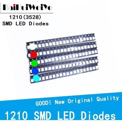 100PCS/LOT 1210 3528 Highlight SMD LED Diode Diodo 3V-3.2V White Red Green Blue Yellow 3.5*2.8 Surface Mount Light Emitting Diod