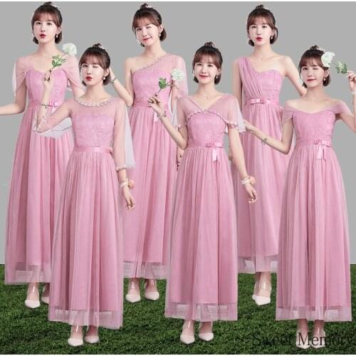 2021 Girl Dress Sweet Memory 6 Styles Elegant Women Tulle Wedding Guest Party Prom Long Pink Violet Purple Bridesmaids Dresses