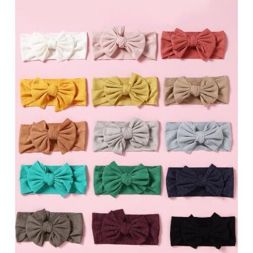 30 PCS/Lot, Fabric Knot Bow Baby Headbands, Wide Turban Headwrap, Baby Shower Gift