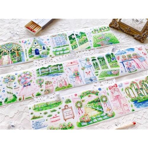 6.7cmx2m Flower Wedding Washi Tape Landscaping Special Oil Journal Collage Decoration