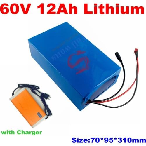 60v 12ah lithium ion battery pack with BMS for electric scooter Citycoco Scooter skateboard electric golf carts +Charger