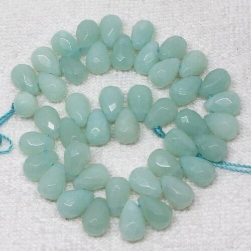 6x9mm Natural Faceted Blue Amazon Stone Amazonite Raindrop Teardrop Spacer DIY For Necklace Loose Beads 40pcs