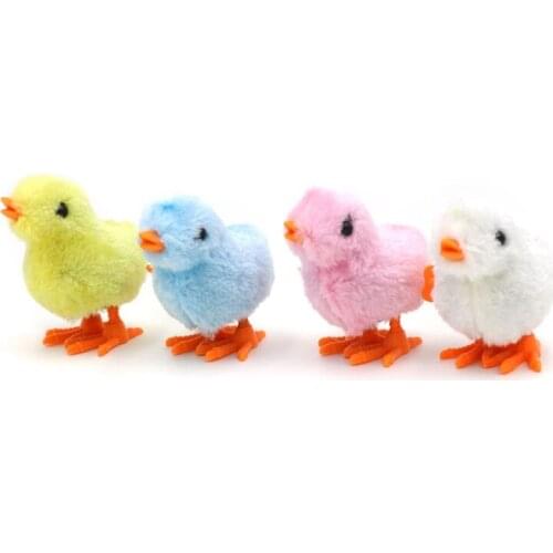 8cm/3inch Novelty Plush Chicken Soft Cotton Miniature Stuffed Tiny Wind-up Plush Doll with Pecking Move Mini Plush Toy