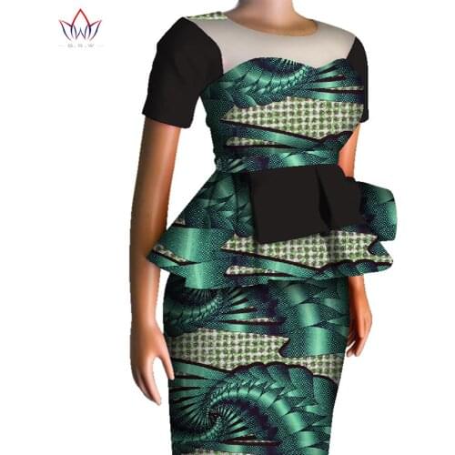 African Women Clothes Short Sleeves Print Tops and Skirt Sets Bazin Riche African Clothing 2 Pieces Customize Skirts Sets WY5964