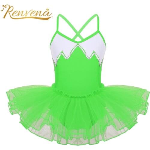 Kids Girls Ballet Dress Cosplay Costumes Shiny Sequins Gymnastics Leotard Ballet Tutu Dress Ballerina Childrens Dance Wear