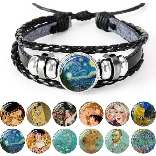 2019 Gustav Klimt Oil Painting Bracelet Bangle Jewelry Art Fashion Glass Cabochon Charm Bracelet Bangle Handmade Gift