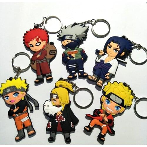 Hot Sale Diy Handmade Pvc Keyfob Japan Anime Cartoon Keychain Car Key Ring Uzumaki Sasuke Garra Llavero Bag Backpack Pandent