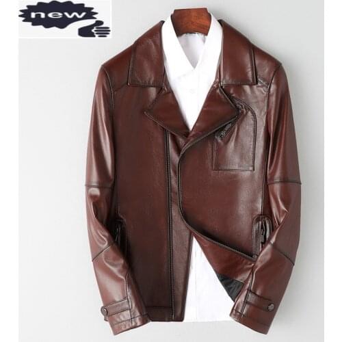 Brand Real Leather Cowhide Men Vintage Designer Business Zipper Short Coat Street Slim Fit Biker Jacket Oversize 5XL