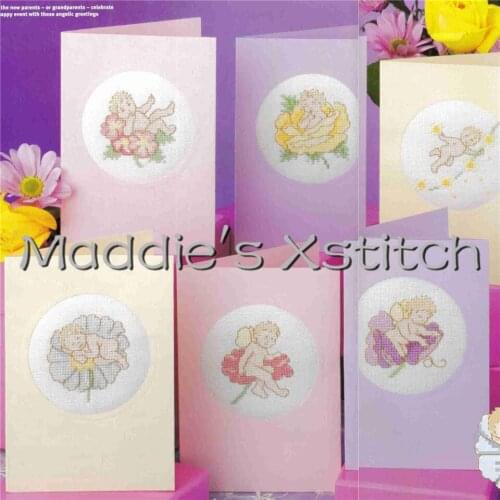 CD68 14ct Cross Stitch Kit Card Package Greeting Card Needlework Counted Cross-Stitching Kits Christmas Gift BABY FLOWERS Cards