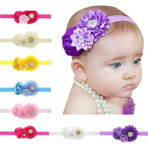 Naturalwell Girls Flower Hair Band Baby Kids Rhinestones Hairband Infant Toddler Princess Headband Hair Accessories HB253