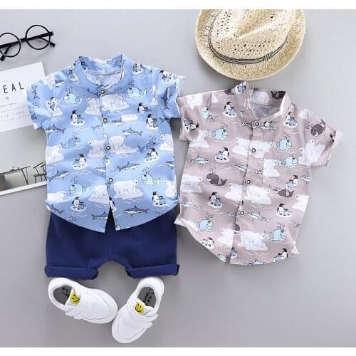 DIIMUU Summer Fashion Clothing Shirt + Pants 2Pcs Kids Short Sleeve Tops Clothes Cotton Infants Toddler Boys Outfits Suit