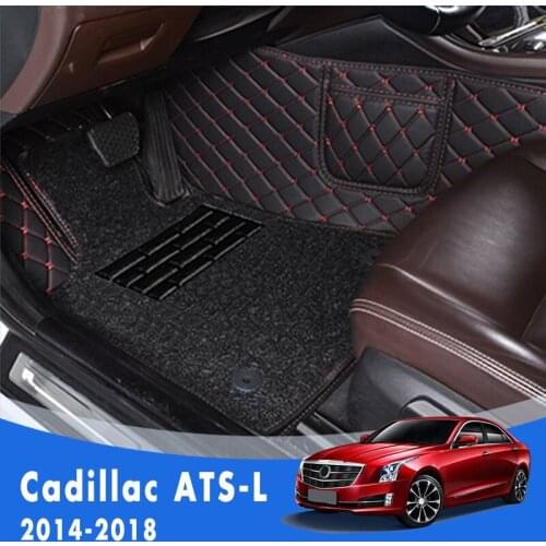 Double Layer Wire Loop Carpets Car Floor Mats For Cadillac ATS-L 2018 2017 2016 2015 2014 decoration Automobile Carpet Cover