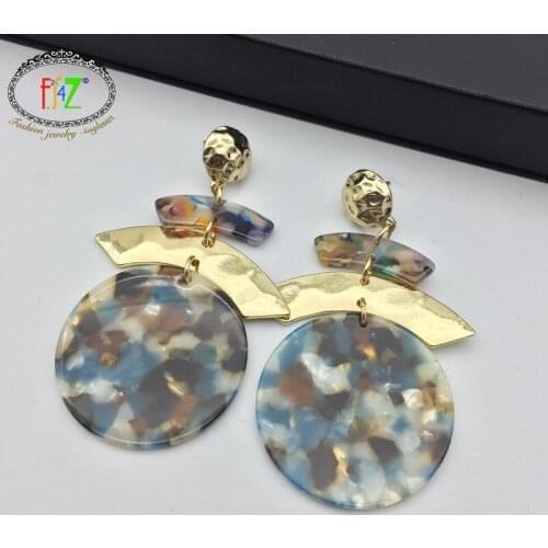 F.J4Z Hot Resin Drop Earrings For Women Oversize Geo Earrings Fashion Lady Cocktail Jewelry Accessories pendientes grandes