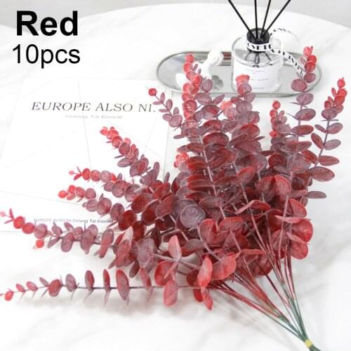 10pcs Artificial Leaves Plastic Eucalyptus Simulation Plant Fake Flower Floral Branch For DIY Home Room Decor Wedding Decoration