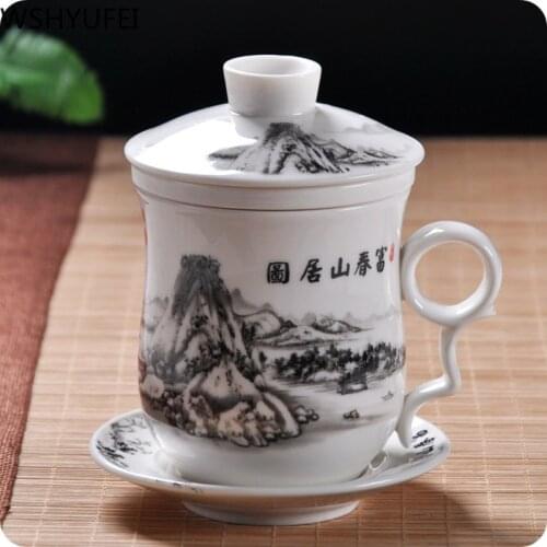 Chinese ceramic tea cup with strainer Tea set tea set Oolong tea Pu'er tea cup Travel tea cup Office household tea set WSHYUFEI