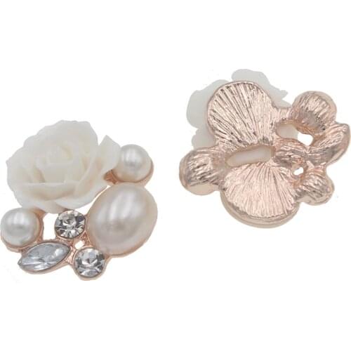 Bowknot With Rhinestone Pearl Button For Bridal Wedding Decoration Party Lace Button Decoration Marriage For Diy Party Supplies