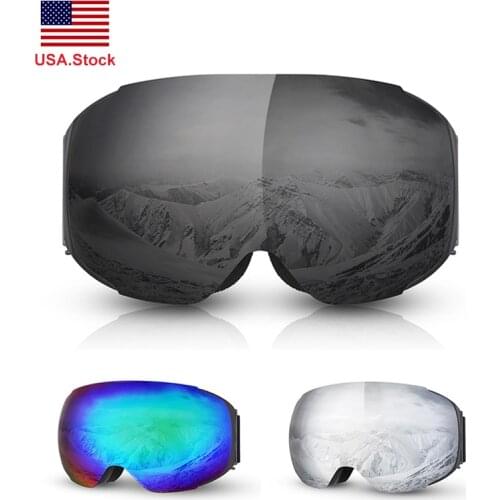 Ski Goggles UV400 Anti-fog Double Layers Ski Snowmobile Mask Glasses Detachable Skiing Men Women Snow Snowboard Skating Goggles