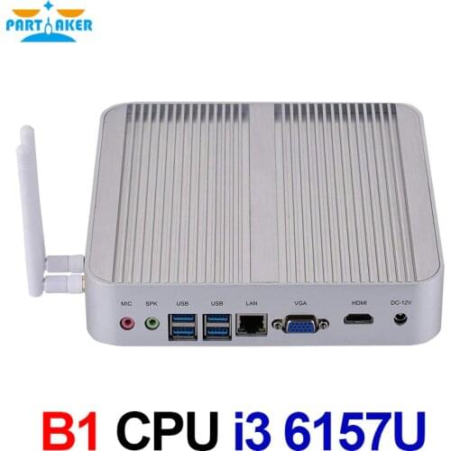 Partaker Intel Core i3 6157U Fanless Mini PC Windows 10 4K HTPC Thin Client Desktop Computer NUC HDMI VGA WiFi 6USB