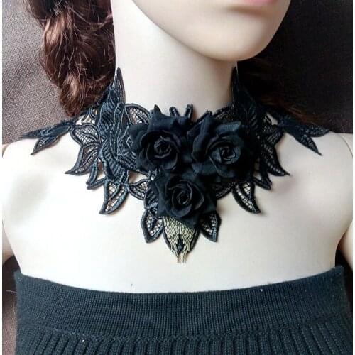 Fashion Women Rose Flower Lace Necklace Collar Choker Victorian Vintage Gothic