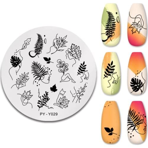 PICT YOU Line leaves Nail Stamping Plates Leaf Geometry Pattern Stamp Template Nail Art Plate Stainless Steel Stencils Tools