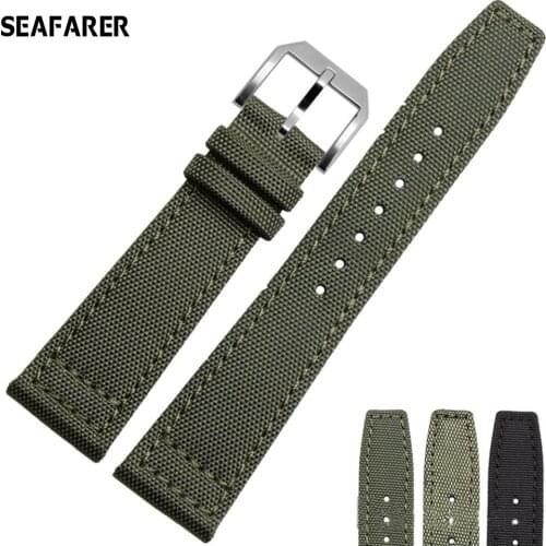 Nylon canvas watchband for IWC- PILOT Portugal Portofino watch strap 20mm 21mm 22mm bracelet black armygreen blue wrist belt